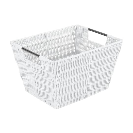 Simplify Medium White Rattan Storage Basket | 12" x 10" x 8" | Michaels®